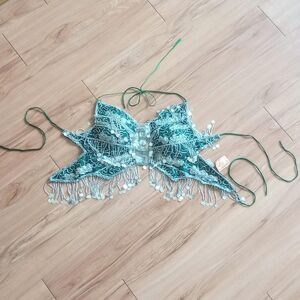 Y2K Beaded Sequin Butterfly Halter Fairy Top